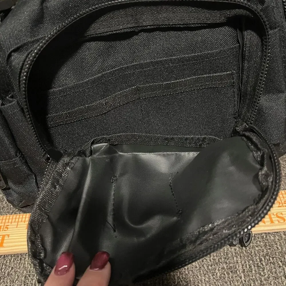 Multifunctional Canvas Camera Bag Black Waist Pack Tactical Hiking Camp Outdoor